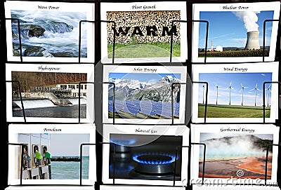 Energy collage - different energy sources Stock Photo