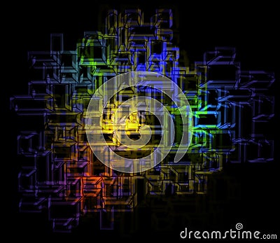 Energy color splash in abstract rectangular lines Stock Photo