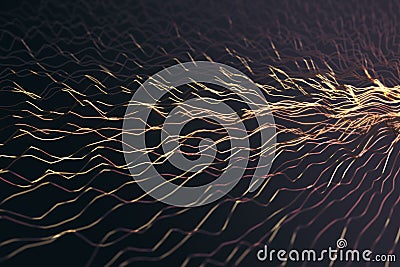 Energy concept with copper wires underway on dark background Stock Photo