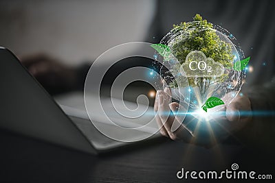 Energy consumption and CO2 emissions are increasing, Renewable energy based green businesses Stock Photo