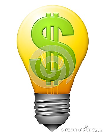 Energy Costs Lightbulb Dollar Cartoon Illustration