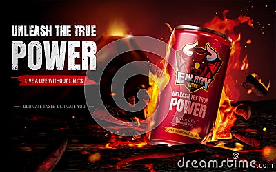 Energy drink ad composition Vector Illustration