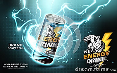 Energy drink ad Vector Illustration