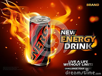 Energy drink ad Vector Illustration