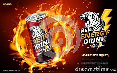 Energy drink ad Vector Illustration