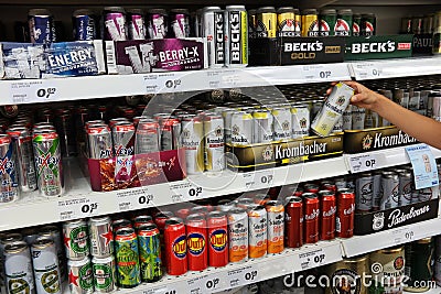 Energy drink cans Editorial Stock Photo