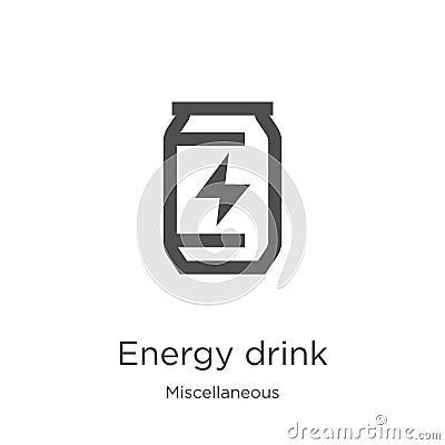 energy drink icon vector from miscellaneous collection. Thin line energy drink outline icon vector illustration. Outline, thin Vector Illustration