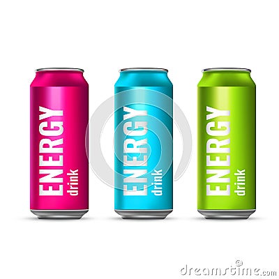Energy drink in a tin can. Flight cooling drink. Vector 3d illustration Vector Illustration