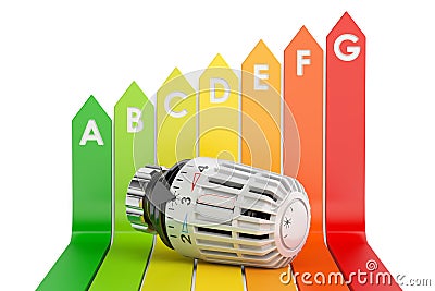 Energy efficiency chart with thermostat, 3D rendering Stock Photo