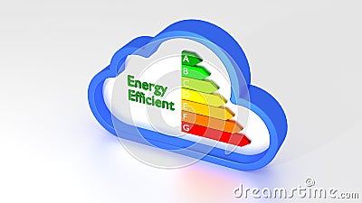 Energy efficiency graph inside of a blue cloud symbol Cartoon Illustration