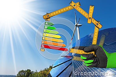 Energy Efficiency - Wind and Solar Energy Stock Photo