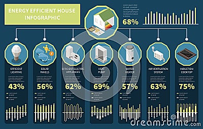 Energy Efficient House Infographics Vector Illustration