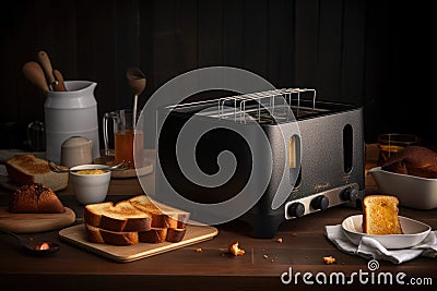 energy-efficient toaster, with toast popping up perfectly browned and crispy Stock Photo