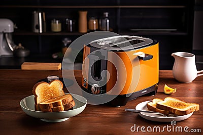 energy-efficient toaster, with toast popping up perfectly browned and crispy Stock Photo