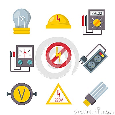 Energy electricity power icons battery vector illustration electrician voltage socket technology. Vector Illustration