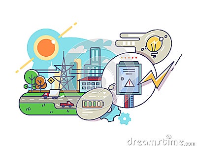 Energy and electricity supply Vector Illustration