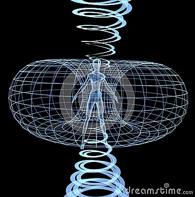 Energy field illustration 3d render man woman inside spiral x-ray Cartoon Illustration