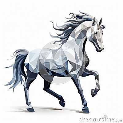 Energy-filled Blue And Gray Low Poly Horse Illustration Cartoon Illustration