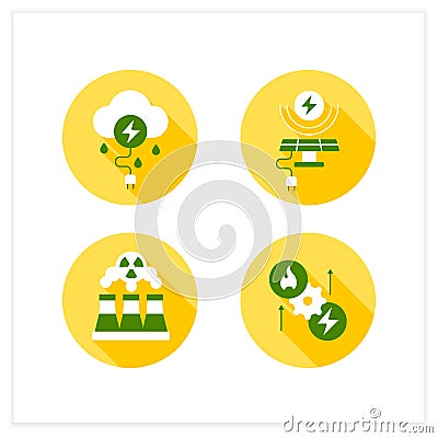 Energy flat icons set Vector Illustration