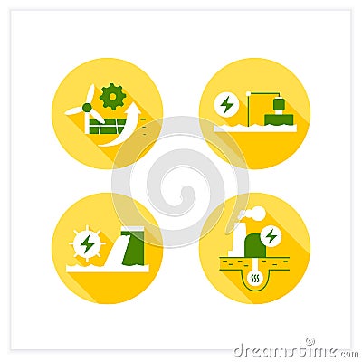 Energy flat icons set Vector Illustration