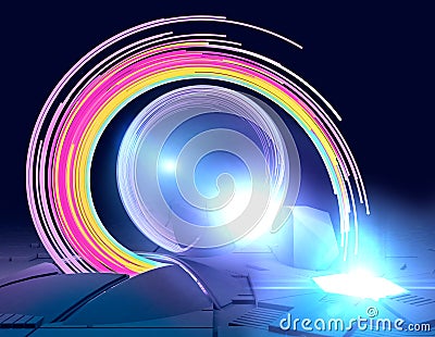 Energy flow, energy catalyst. Sci-fi. Science fiction. Transmit large amounts of energy power. Stock Photo