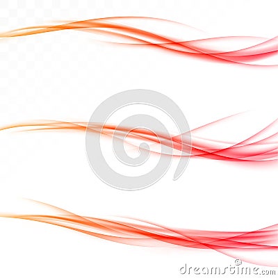 Energy futuristic soft smooth transparent mild smoke wave collection set Vector Illustration