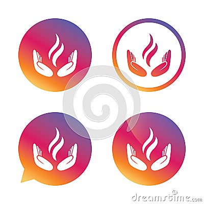 Energy hands sign icon. Power from hands symbol. Vector Illustration
