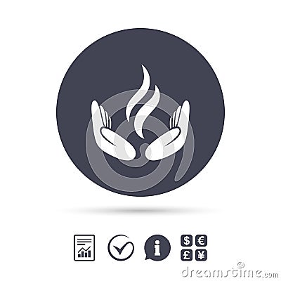 Energy hands sign icon. Power from hands symbol. Vector Illustration