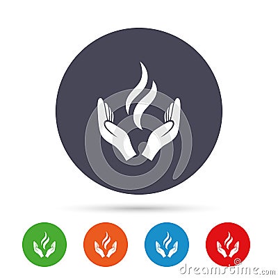 Energy hands sign icon. Power from hands symbol. Vector Illustration