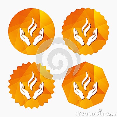 Energy hands sign icon. Power from hands symbol. Vector Illustration