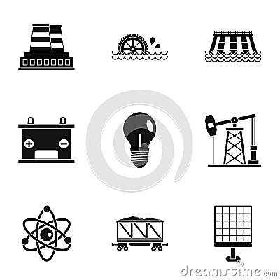 Energy icon set, simple style Vector Illustration