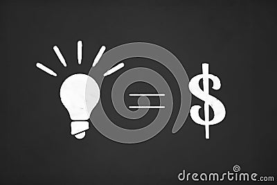 Less Energy Idea and Finance Concept on Chalk Board Stock Photo