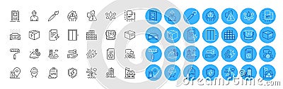 Energy inflation, Power certificate and Working process line icons pack. For web app. Color icon buttons. Vector Vector Illustration
