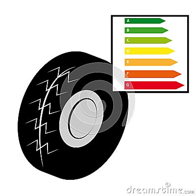 Energy labels with tire isolated on white background Vector Illustration