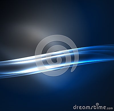 Energy lines, glowing waves in the dark, vector abstract background Vector Illustration