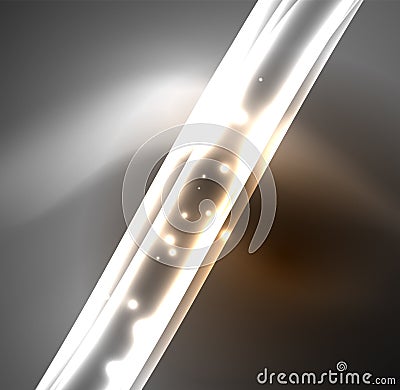 Energy lines, glowing waves in the dark, vector abstract background Vector Illustration