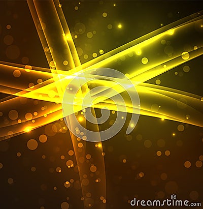 Energy lines, glowing waves in the dark, vector abstract background Vector Illustration