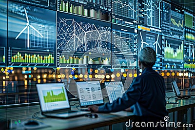 Energy Monitoring: Analyzing Wind Turbine Performance Data, generative ai Stock Photo