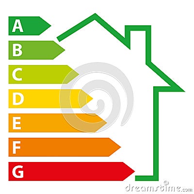 Energy Performance Certificate. Energy Efficiency Rating Graph with arrows. Green house. Vector illustration V. Vector Illustration