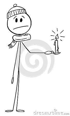 Energy Poverty and Cold or Chilly Weather, Vector Cartoon Stick Figure Illustration Vector Illustration