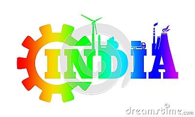 Energy and Power icons. India word Vector Illustration