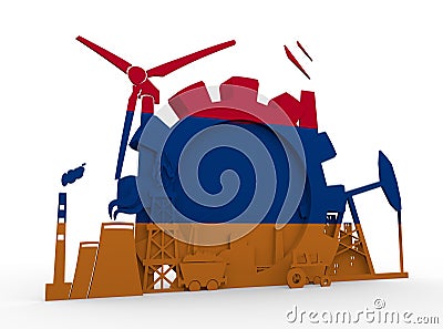 Energy and Power icons set with Armenia flag Stock Photo