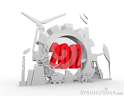 Energy and Power icons set with 2017 numbers Stock Photo