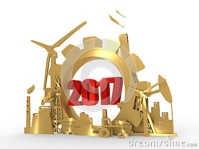 Energy and Power icons set with 2017 numbers Stock Photo
