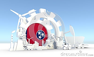 Energy and Power icons set with Tennessee flag Stock Photo