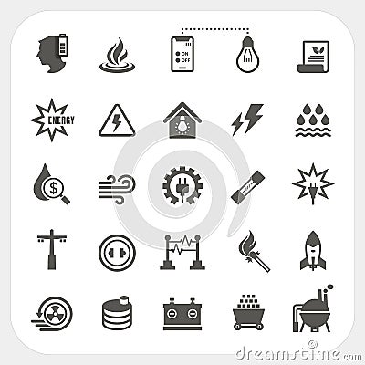 Energy and Power icons set Vector Illustration