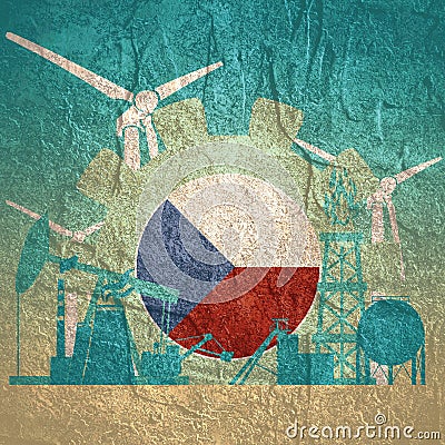 Energy and power icons. Stone material grunge texture Stock Photo