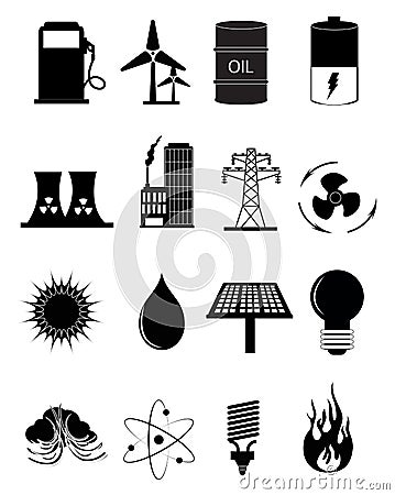Energy And Power Source Icons Set Vector Illustration