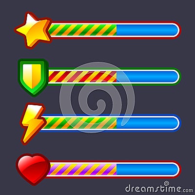 Energy progress, loading game bar set Vector Illustration