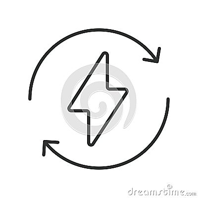 Energy reload for a car icon in line design. Energy, reload, power, recharge, charge, renew, refresh, refill, boost Vector Illustration